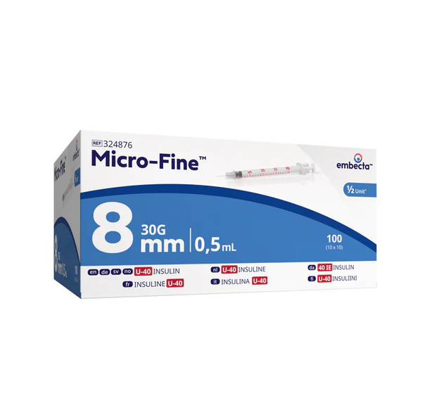 Microfine 0.5ml Insulin Needle U40 30g x 8mm