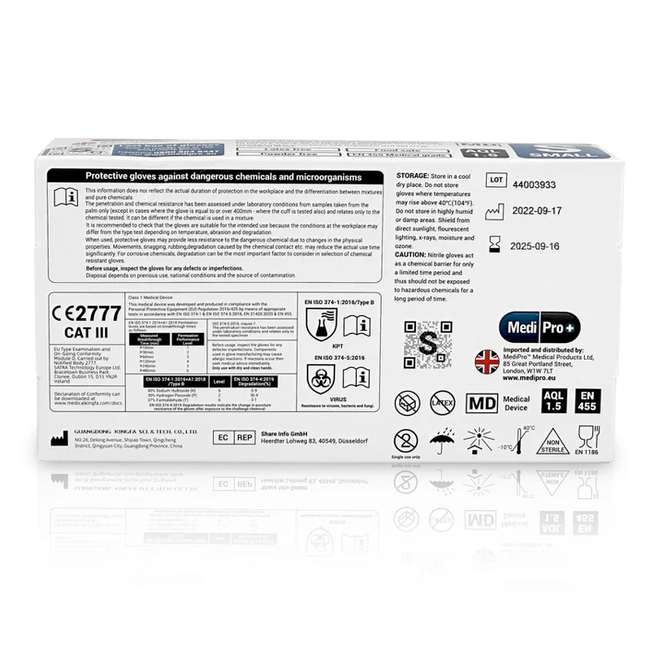 Blue Nitrile Gloves Medical Grade Cat III PPE Small (Box of 100)
